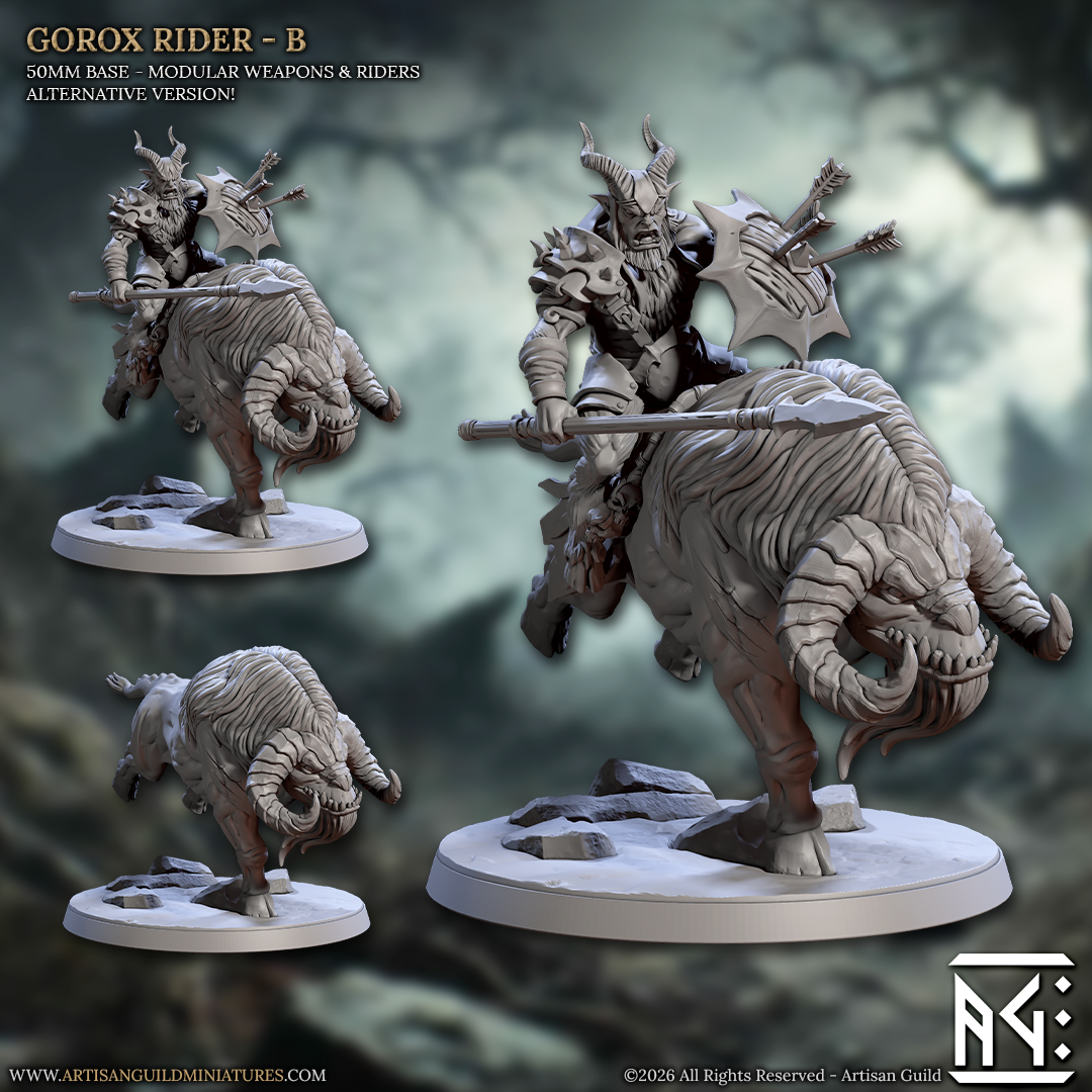 Gorox Rider, Pose B - Rise of the Beastmen - Unpainted Miniature