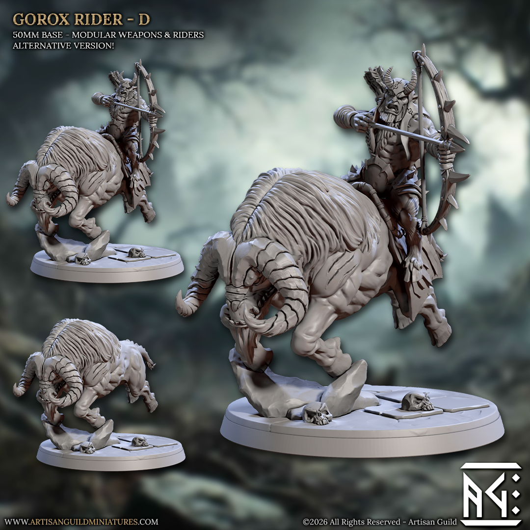 Gorox Rider, Pose D - Rise of the Beastmen - Unpainted Miniature