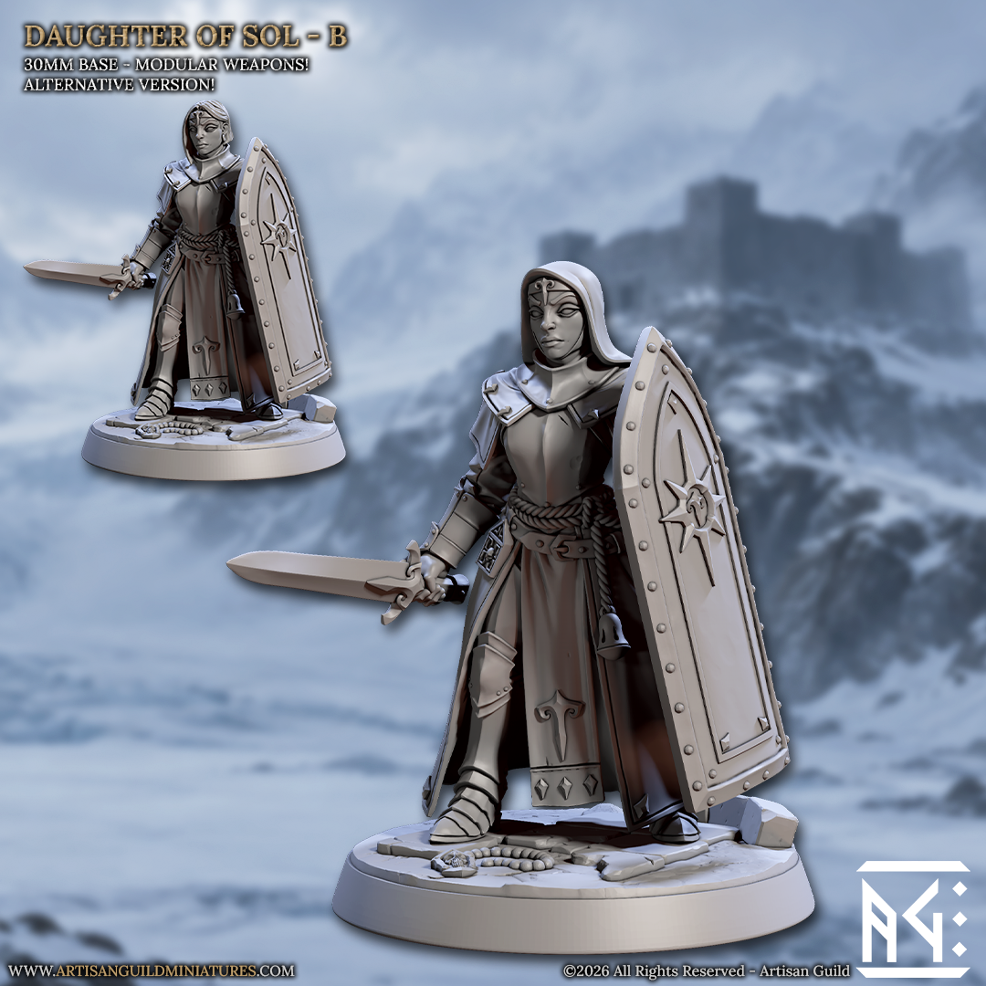 Warrior, Pose B | Requiem Daughters of Sol | Unpainted Miniature