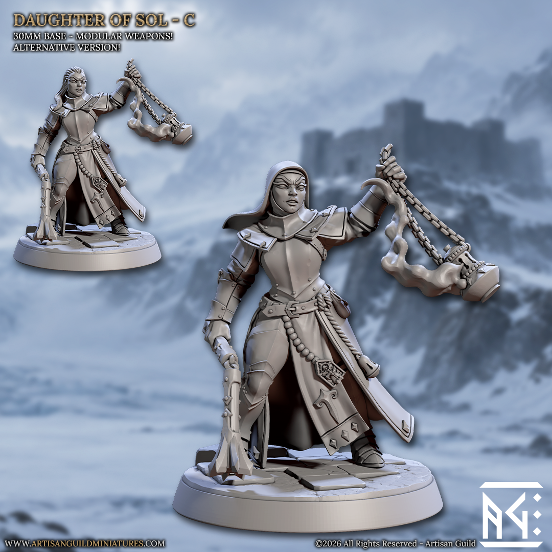 Warrior, Pose C | Requiem Daughters of Sol | Unpainted Miniature