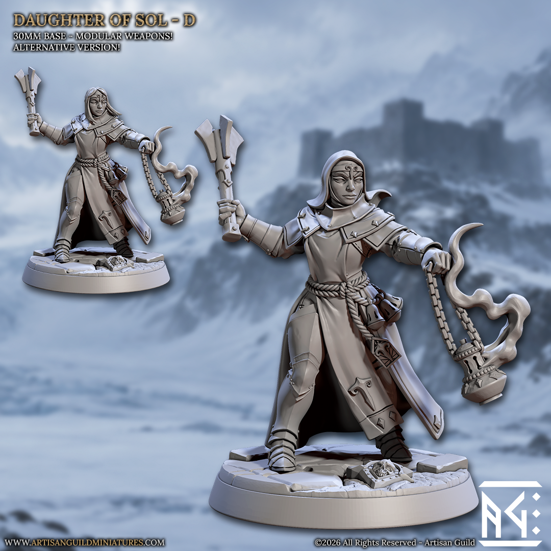 Warrior, Pose D | Requiem Daughters of Sol | Unpainted Miniature