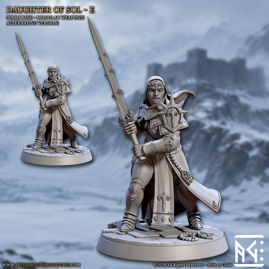 Warrior, Pose E | Requiem Daughters of Sol | Unpainted Miniature
