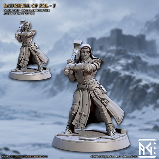 Warrior, Pose F | Requiem Daughters of Sol | Unpainted Miniature