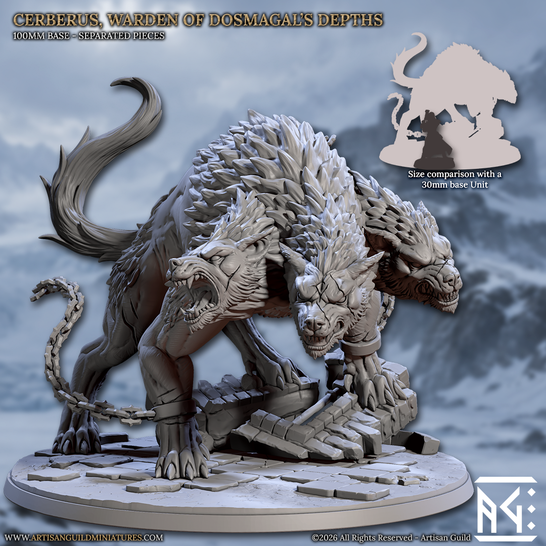 Cerberus, Warden of Dosmagal's Depths | Requiem Daughters of Sol | Unpainted Miniature
