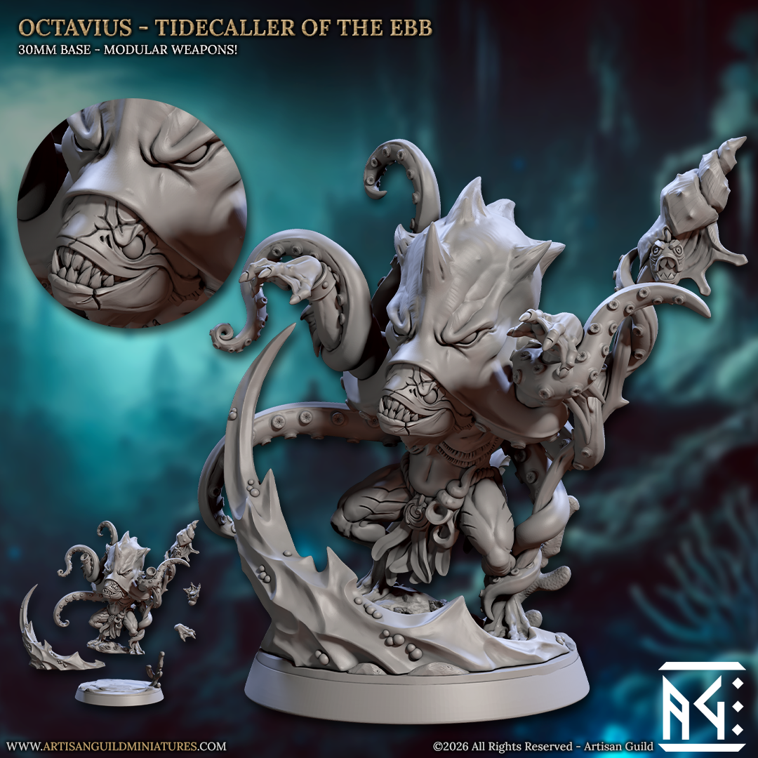 Octavius, Tidecaller of the Ebb | Lunatics of the Death Tide | Unpainted Miniature