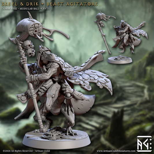 Skeel & Drik, Beast Agitators - Lizardman of Falgor - Unpainted Miniature