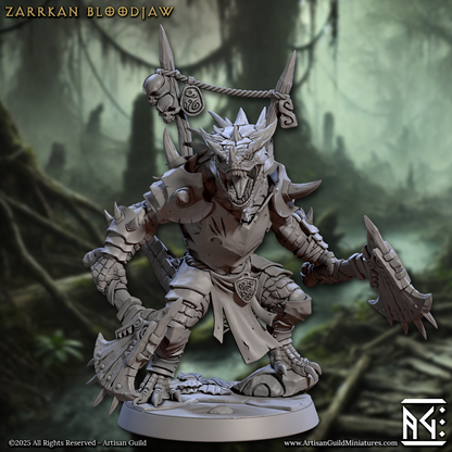 Zarrkan Bloodjaw - Lizardfolk Barbarian - Unpainted Miniature
