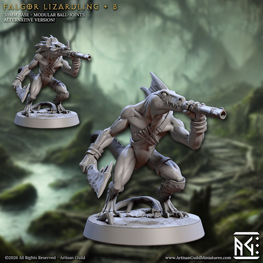 Lizardling, Pose B - Lizardman of Falgor - Unpainted Miniature
