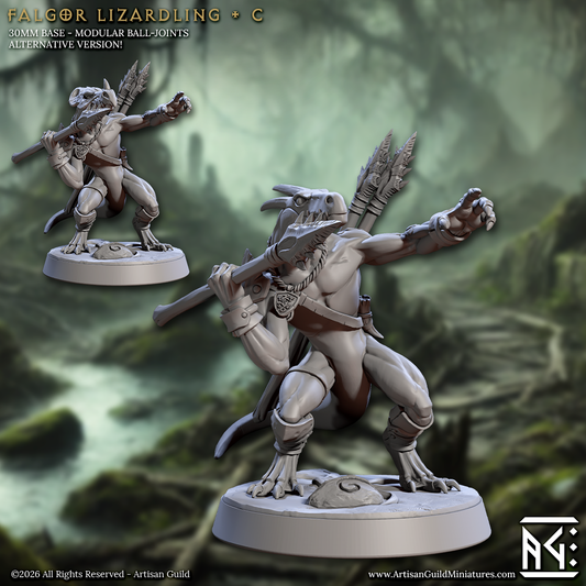 Lizardling, Pose C - Lizardman of Falgor - Unpainted Miniature