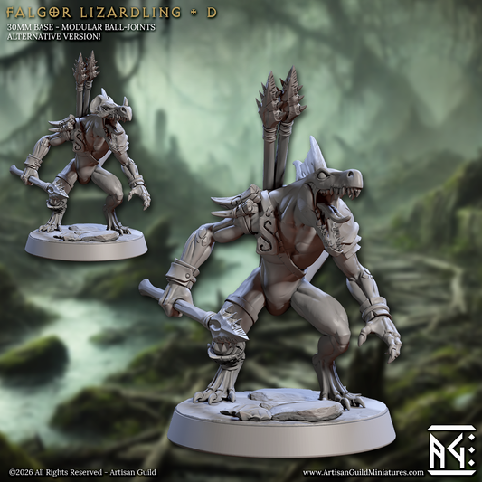 Lizardling, Pose D - Lizardman of Falgor - Unpainted Miniature