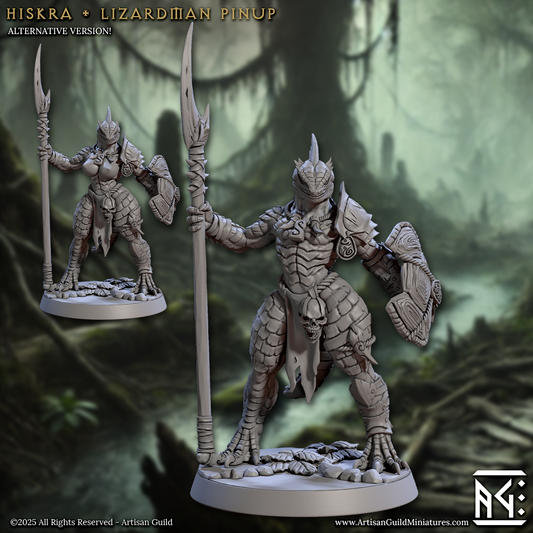 Hiskra, Female Lizard Warrior, Pinup - Lizardman of Falgor - Unpainted Miniature