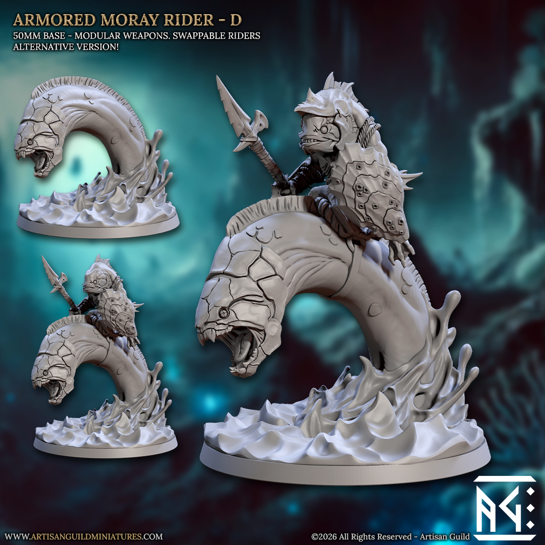 Armored Moray Rider, D | Lunatics of the Death Tide | Unpainted Miniature