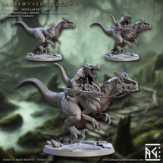 Razorwyvern Rider, Pose D - Lizardman of Falgor - Unpainted Miniature