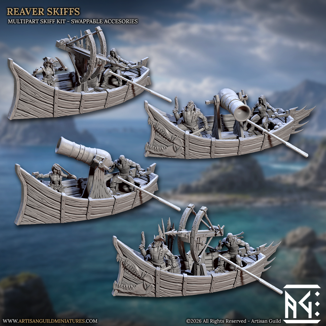 Reaver Skiffs - Coastal Reavers Set - Unpainted Miniature