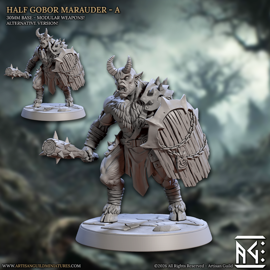 Half Gobor Marauder, Pose A - Rise of the Beastmen - 32mm Scale - Unpainted Miniature