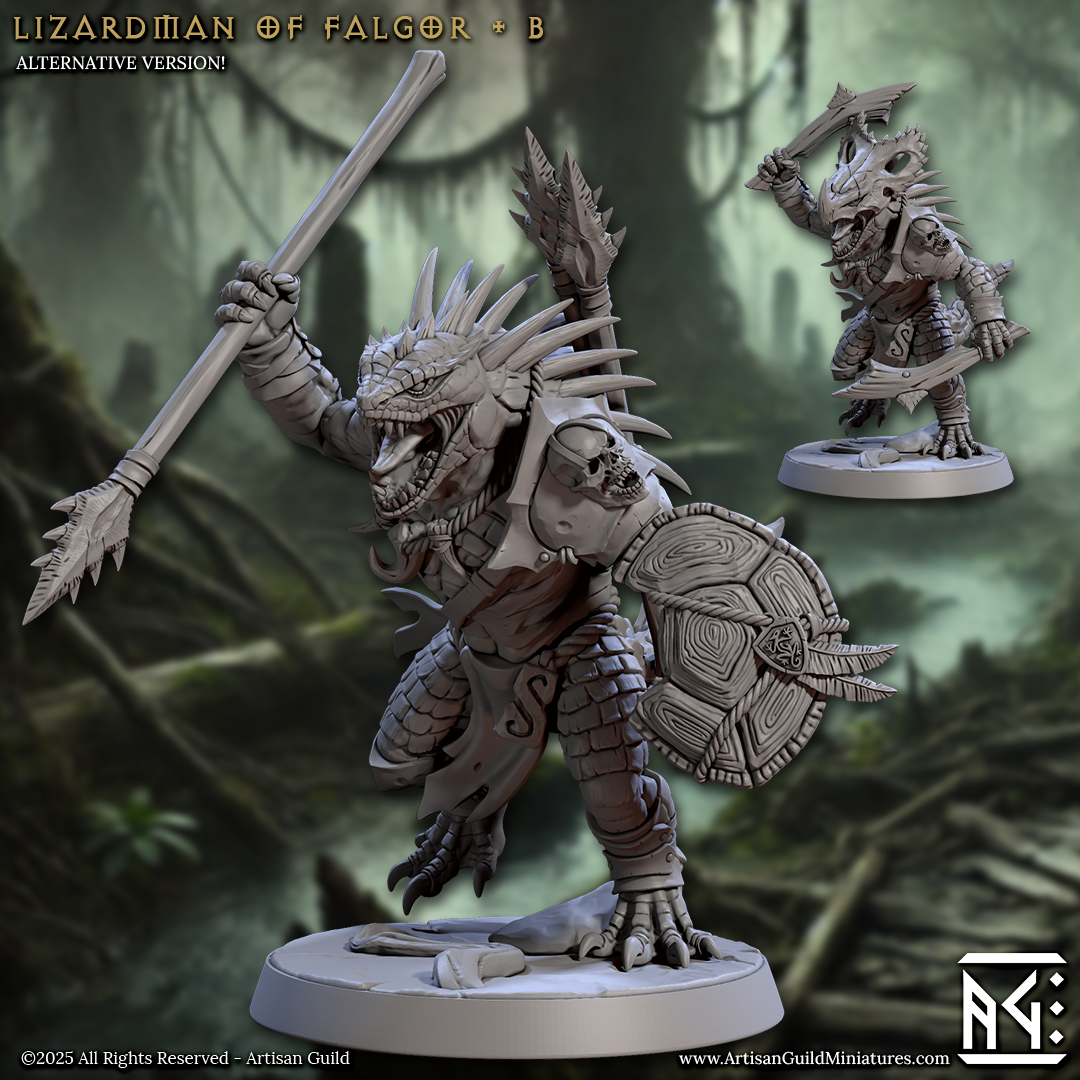 Lizardman of Falgor - Pose B - Unpainted Miniature