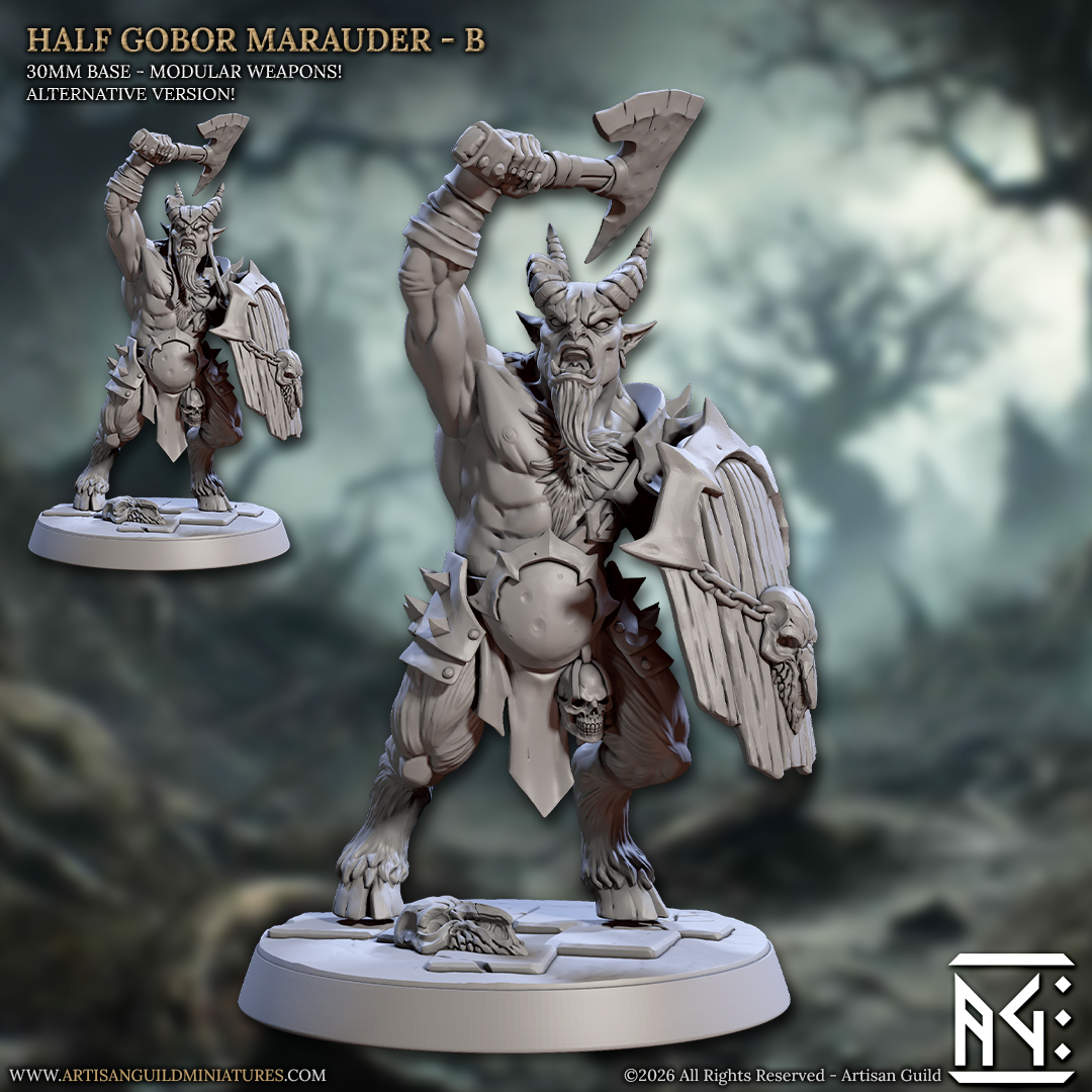 Half Gobor Marauder, Pose B - Rise of the Beastmen - Unpainted Miniature