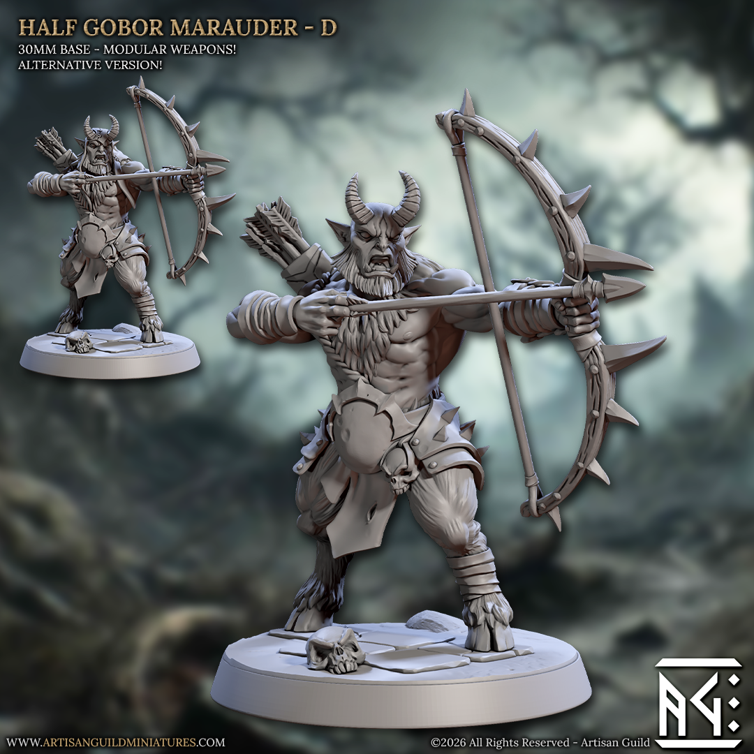 Half Gobor Marauder, Pose D - Rise of the Beastmen - Unpainted Miniature