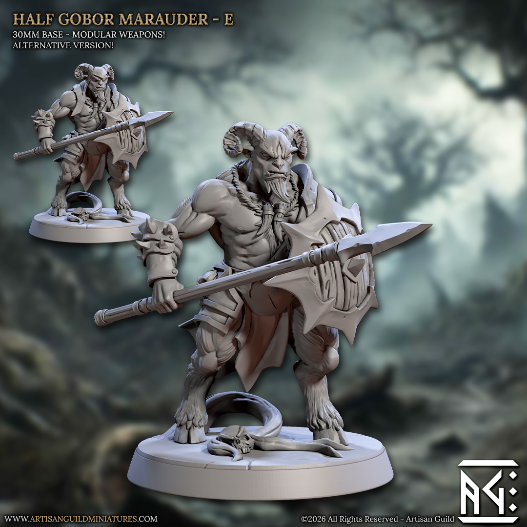 Half Gobor Marauder, Pose E - Rise of the Beastmen - Unpainted Miniature