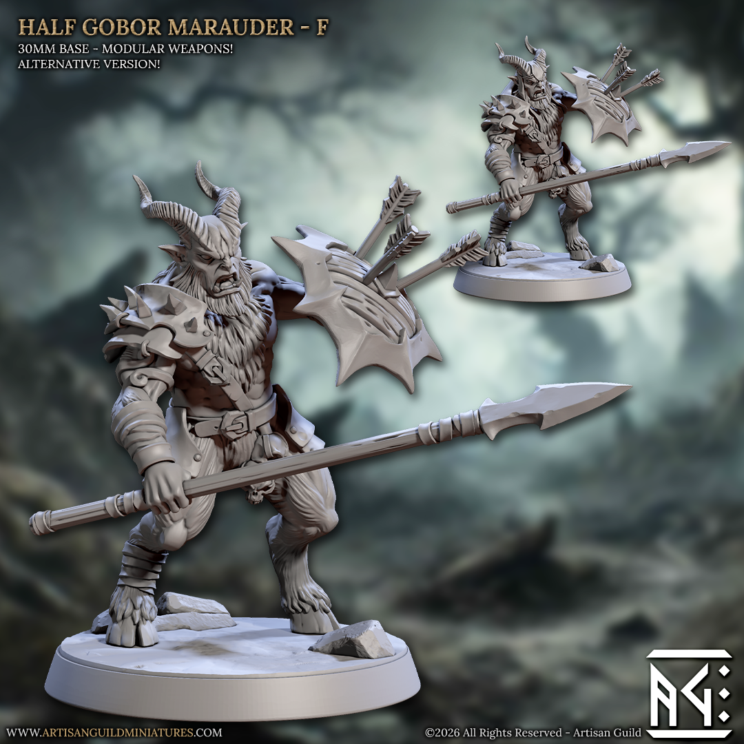 Half Gobor Marauder, Pose F - Rise of the Beastmen - Unpainted Miniature
