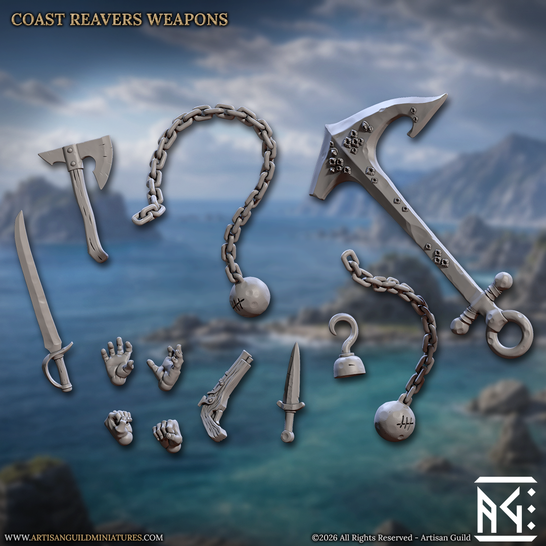 Pirate Weapons Pack - Coastal Reavers Set - Unpainted Miniature