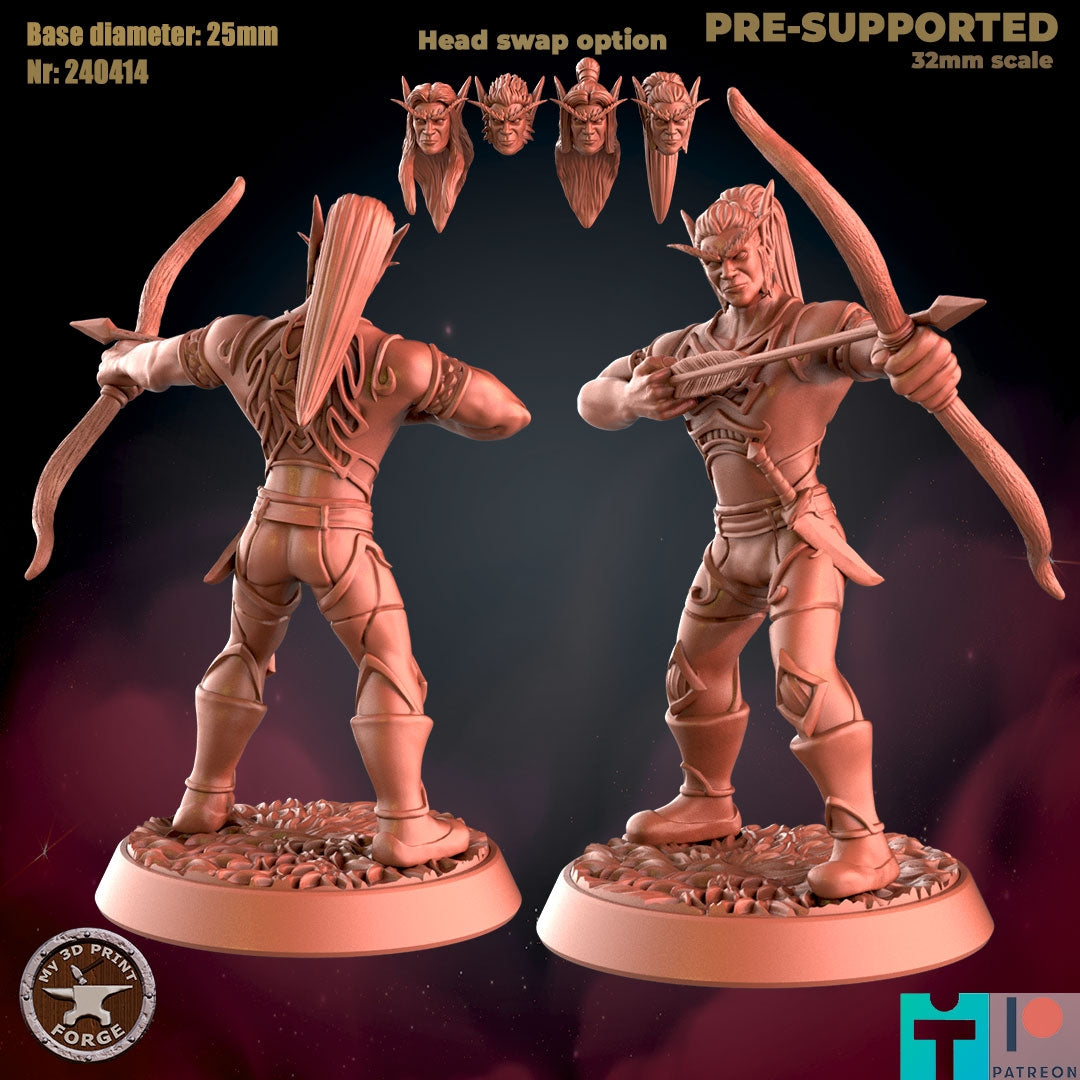 Male Elf Ranger - 2 Poses - Unpainted Miniature