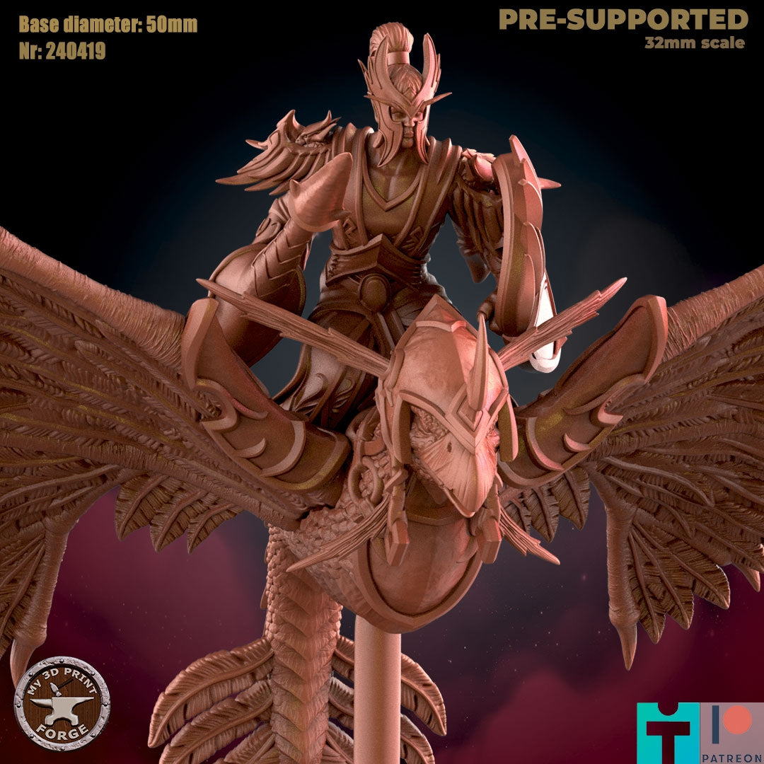 Elf Guard on Dragon Hawk - Unpainted Miniature