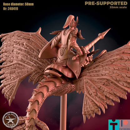 Elf Guard on Dragon Hawk - Unpainted Miniature