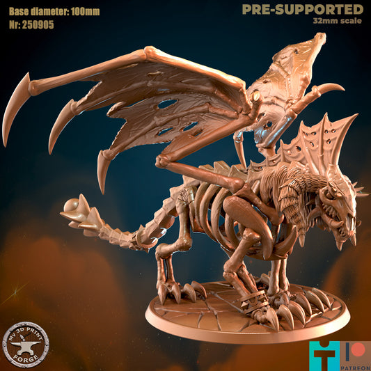 Fel Skeletal Dragon - 32mm Scale - Unpainted Miniature
