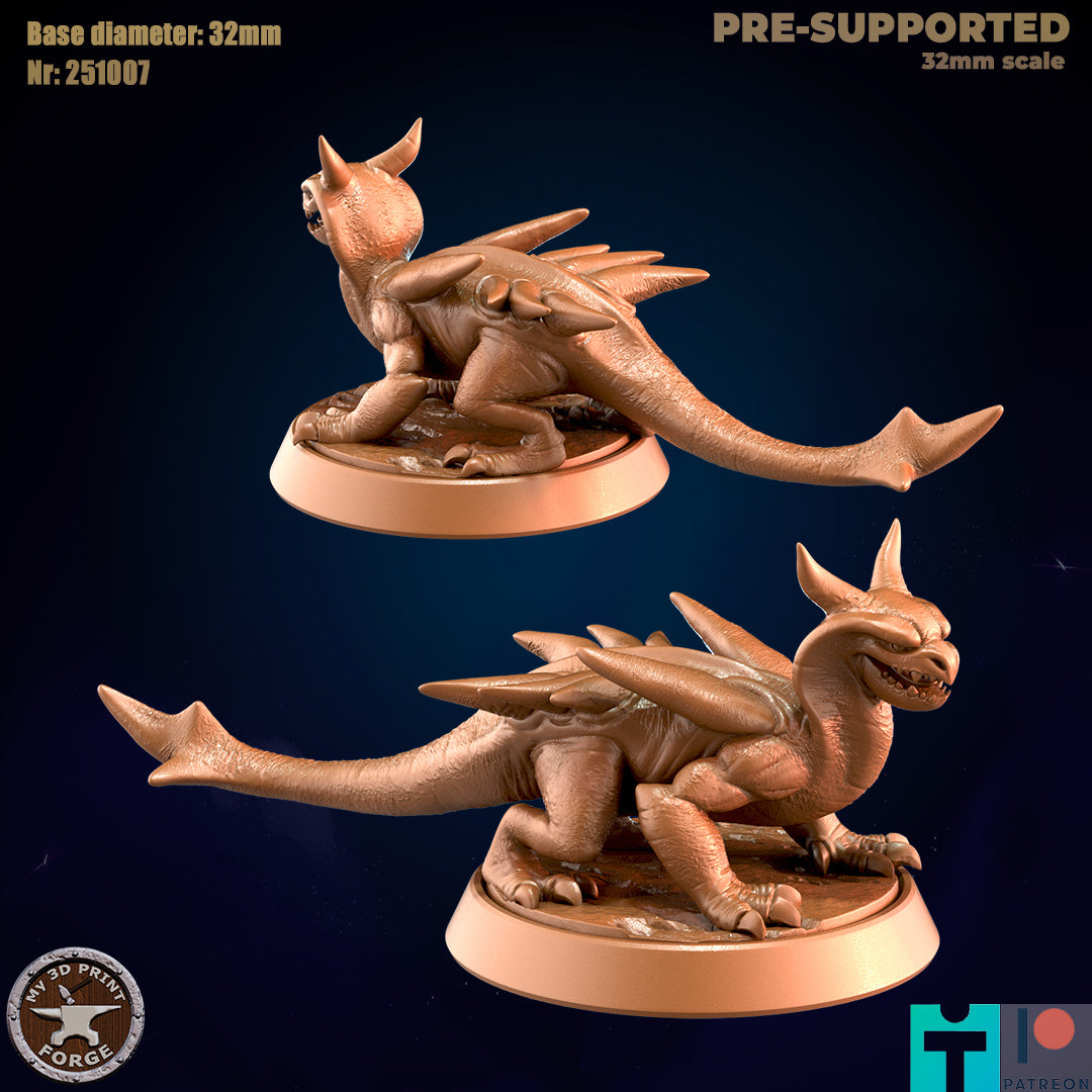 Void Lizard, 2 Poses - 32mm Scale - Unpainted Miniature