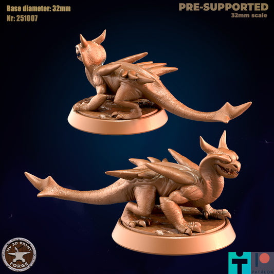 Void Lizard, 2 Poses - 32mm Scale - Unpainted Miniature