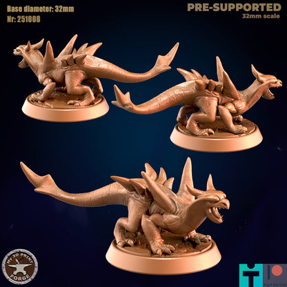 Void Lizard, 2 Poses - 32mm Scale - Unpainted Miniature