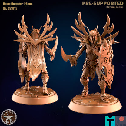 Female Elf Paladin with Crested Armor - 32mm Scale - Unpainted Miniature