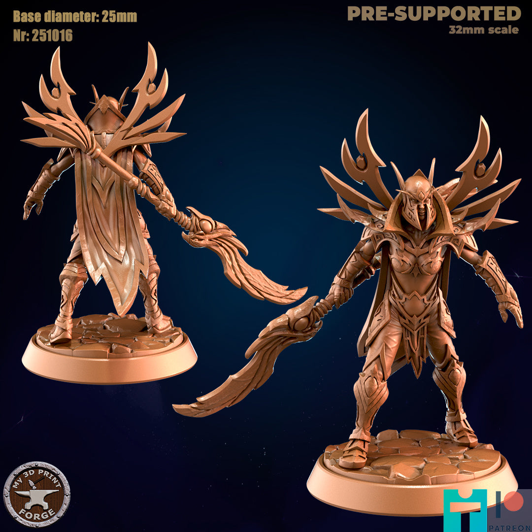 Female Elf Warrior with Crested Armor - 32mm Scale - Unpainted Miniature