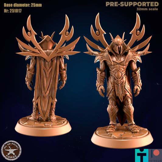 Male Elf with Crested Armor - 32mm Scale - Unpainted Miniature