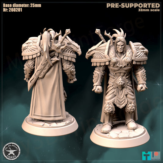 Fallen Human King, 3 Poses - 32mm Scale - Unpainted Miniature