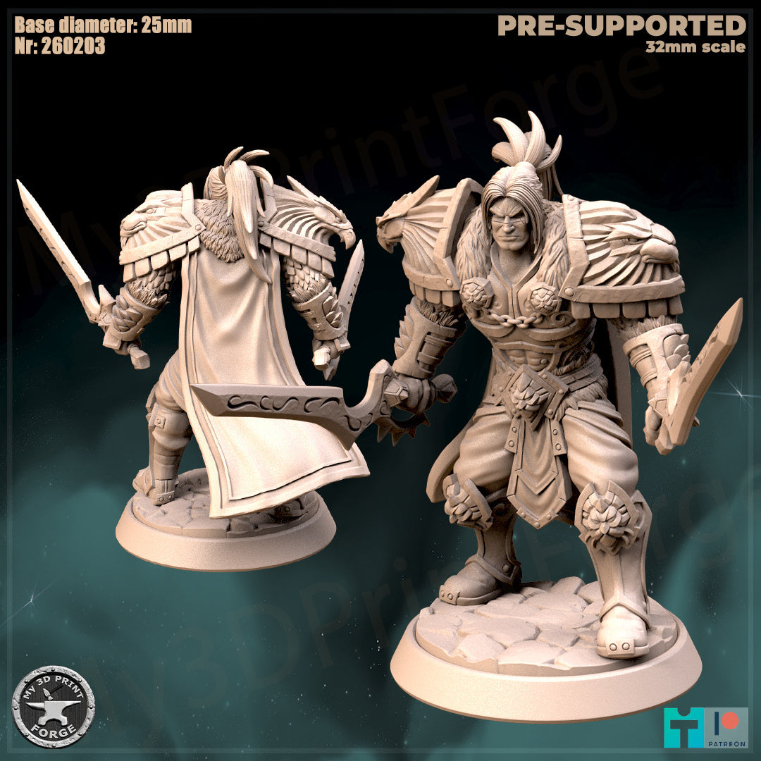Fallen Human King, 3 Poses - 32mm Scale - Unpainted Miniature
