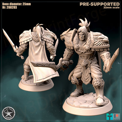 Fallen Human King, 3 Poses - 32mm Scale - Unpainted Miniature