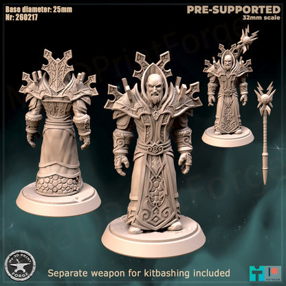 Mage, Classic Armor, 3 Poses - 32mm Scale - Unpainted Miniature
