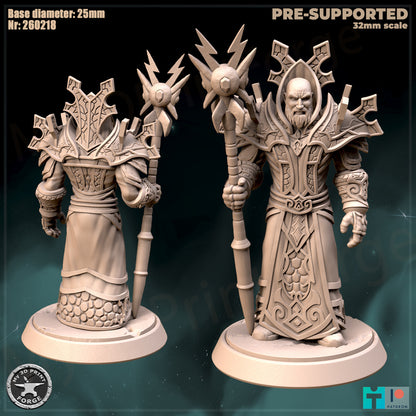 Mage, Classic Armor, 3 Poses - 32mm Scale - Unpainted Miniature