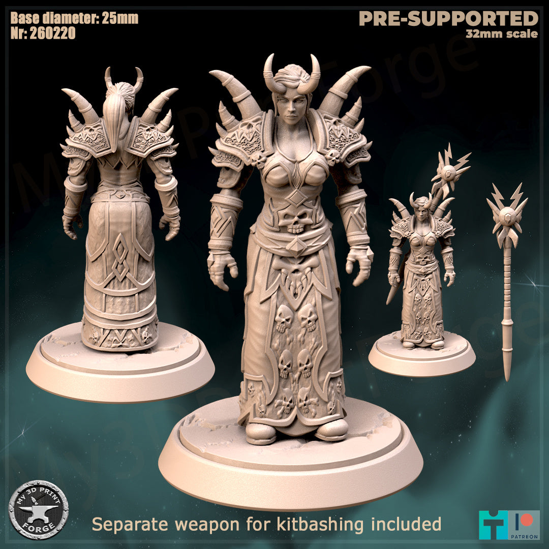 Female Warlock, Classic Armor, 2 Poses - 32mm Scale - Unpainted Miniature