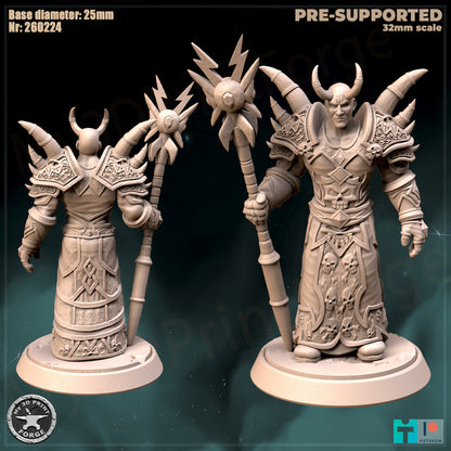 Warlock, Classic Armor, 2 Poses - 32mm Scale - Unpainted Miniature