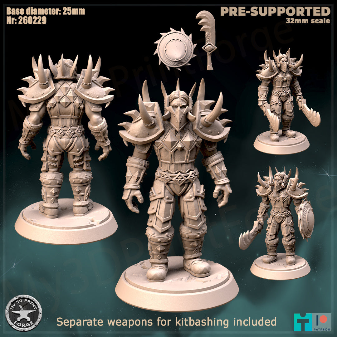 Warrior, Classic Armor, 3 Poses - 32mm Scale - Unpainted Miniature