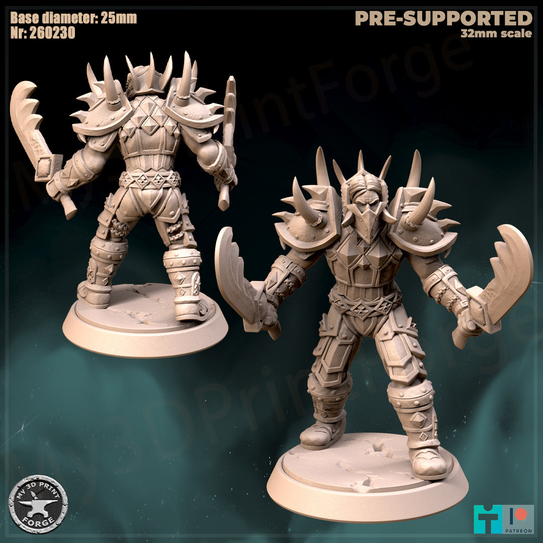 Warrior, Classic Armor, 3 Poses - 32mm Scale - Unpainted Miniature