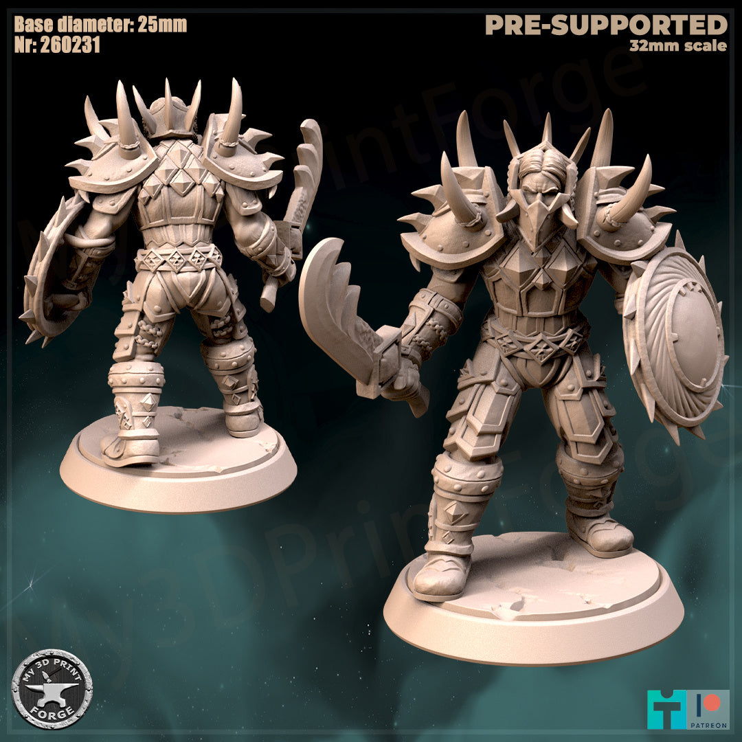 Warrior, Classic Armor, 3 Poses - 32mm Scale - Unpainted Miniature
