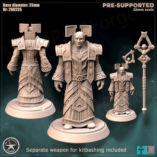 Male Priest, Classic Armor, 3 Poses - 32mm Scale - Unpainted Miniature