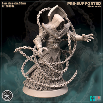 Chained Ethereal, Attacking - 32mm Scale - Unpainted Miniature