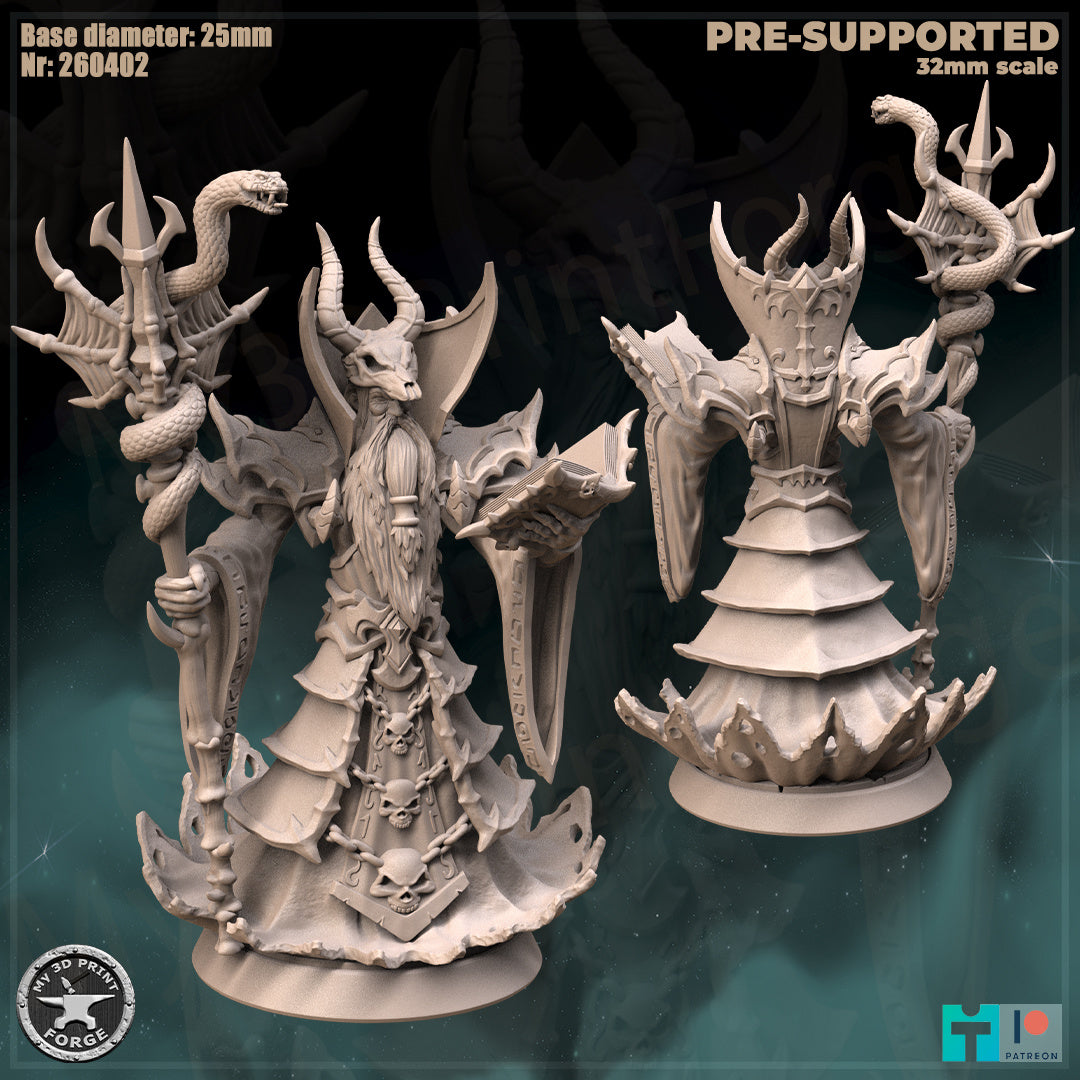 Humanoid Necromancer, 3 Poses - 32mm Scale - Unpainted Miniature