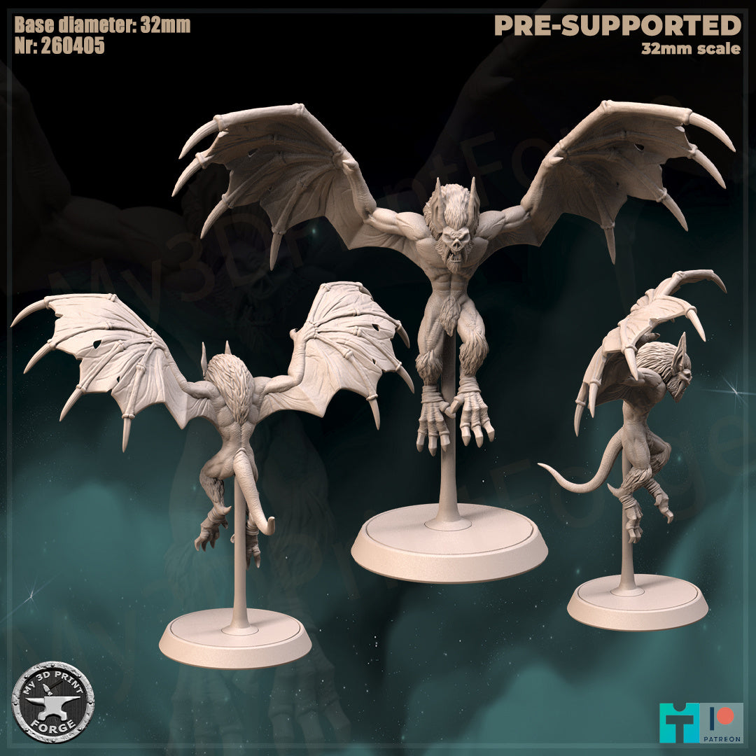 Gargoyle, 3 Poses - 32mm Scale - Unpainted Miniature