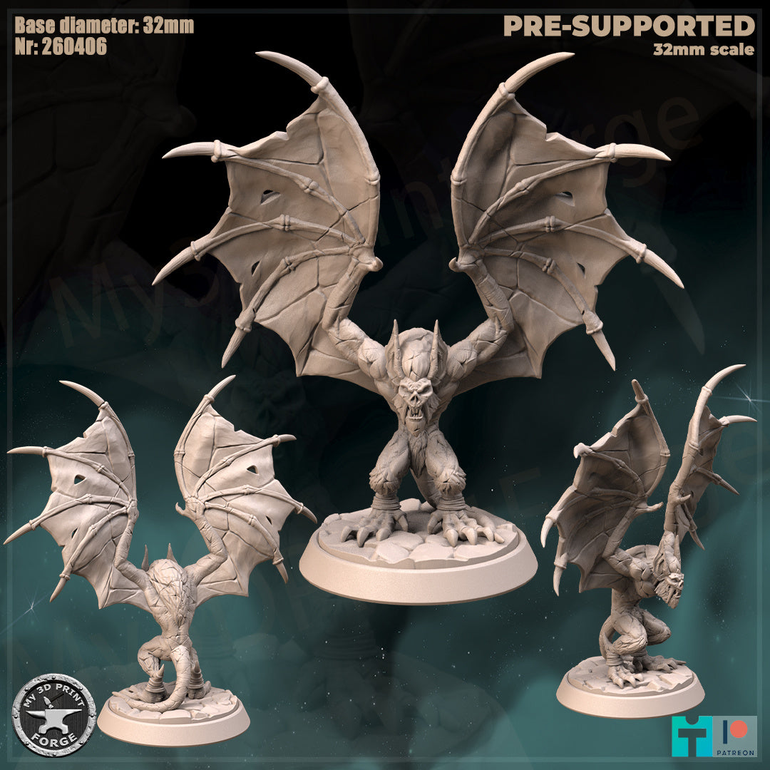 Gargoyle, 3 Poses - 32mm Scale - Unpainted Miniature
